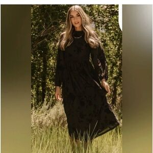 Baltic Born Black Floral Long Sleeve Dress